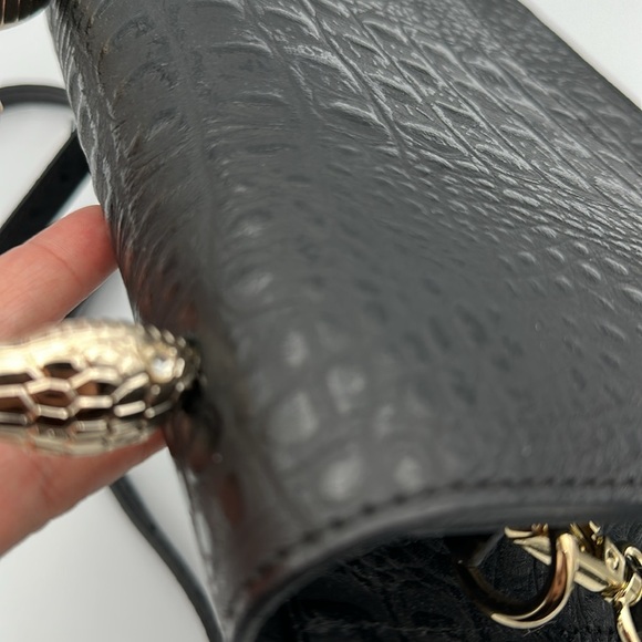 House of Harlow 1960 Croc Embossed Gold Snake Handle Crossbody Bag Like New - Picture 6 of 12